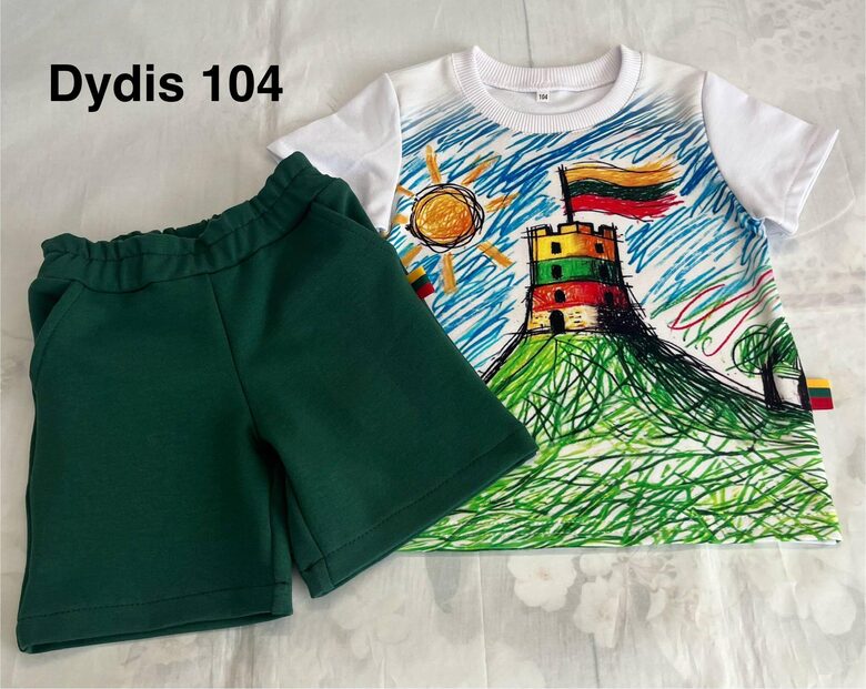 (104-122) Komplektukas su šortais "Gedimino pilis"  