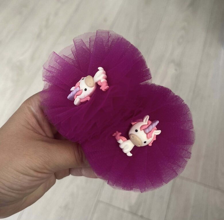 Rankų darbo plaukų gumelės "Vienaragiukas" 