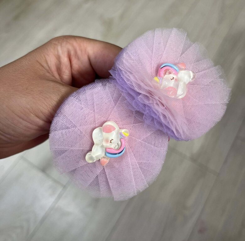 Rankų darbo plaukų gumelės "Vienaragiukas" 