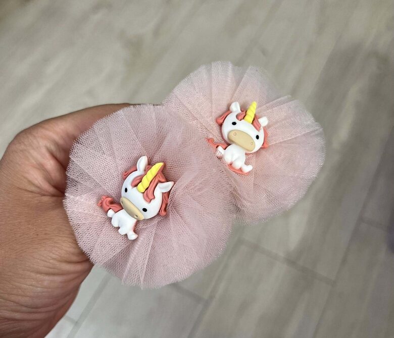 Rankų darbo plaukų gumelės "Vienaragiukas"  