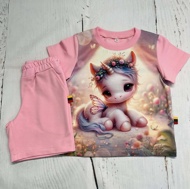 (104-110) Komplektukas su šortais "Vienaragiukas" 