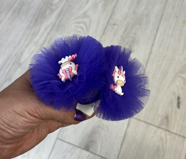 Rankų darbo plaukų gumelės "Vienaragiukas" 