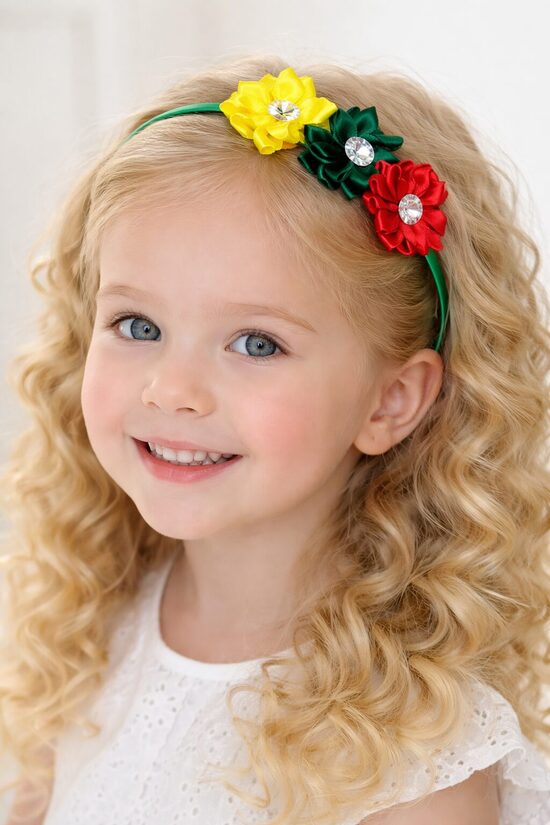 Plaukų lankelis “Trispalvės gėlės”